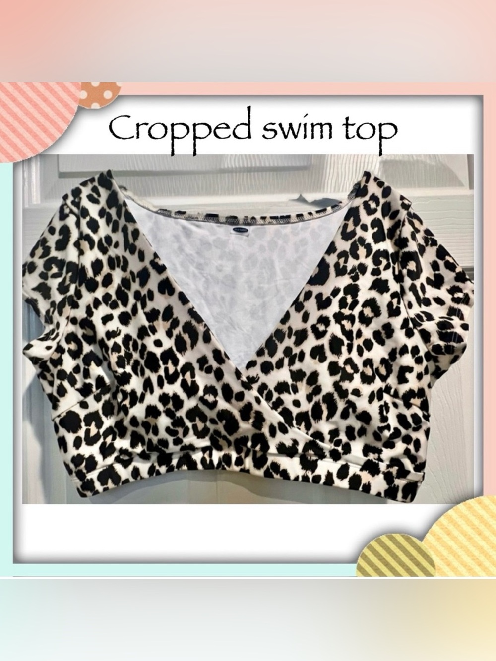 Swim top - bikini - cropped - Old Navy - leopard / animal print. Size XL